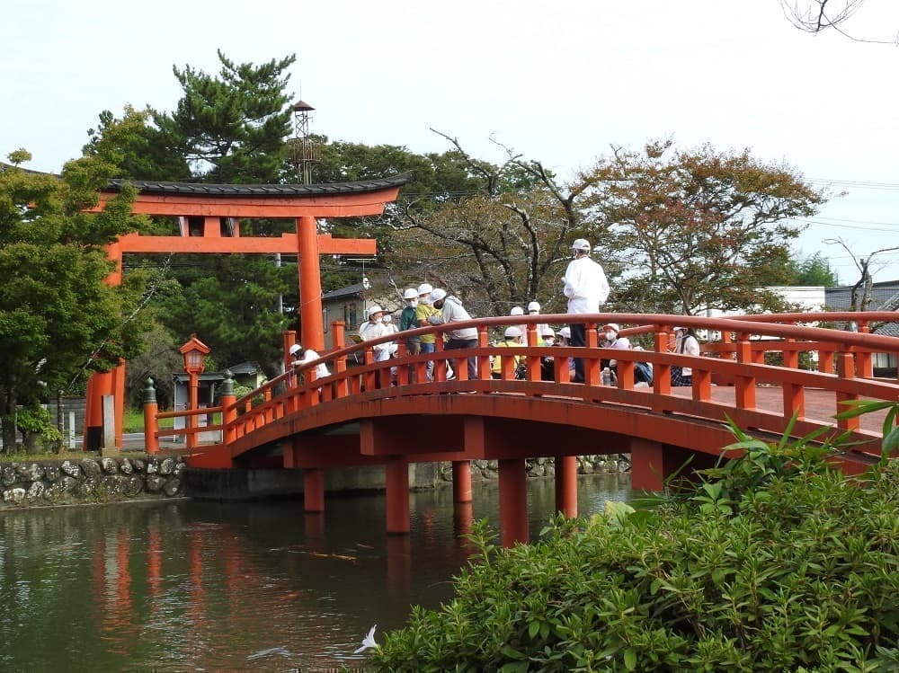涼ヶ岡八幡神社 放生池 神路橋