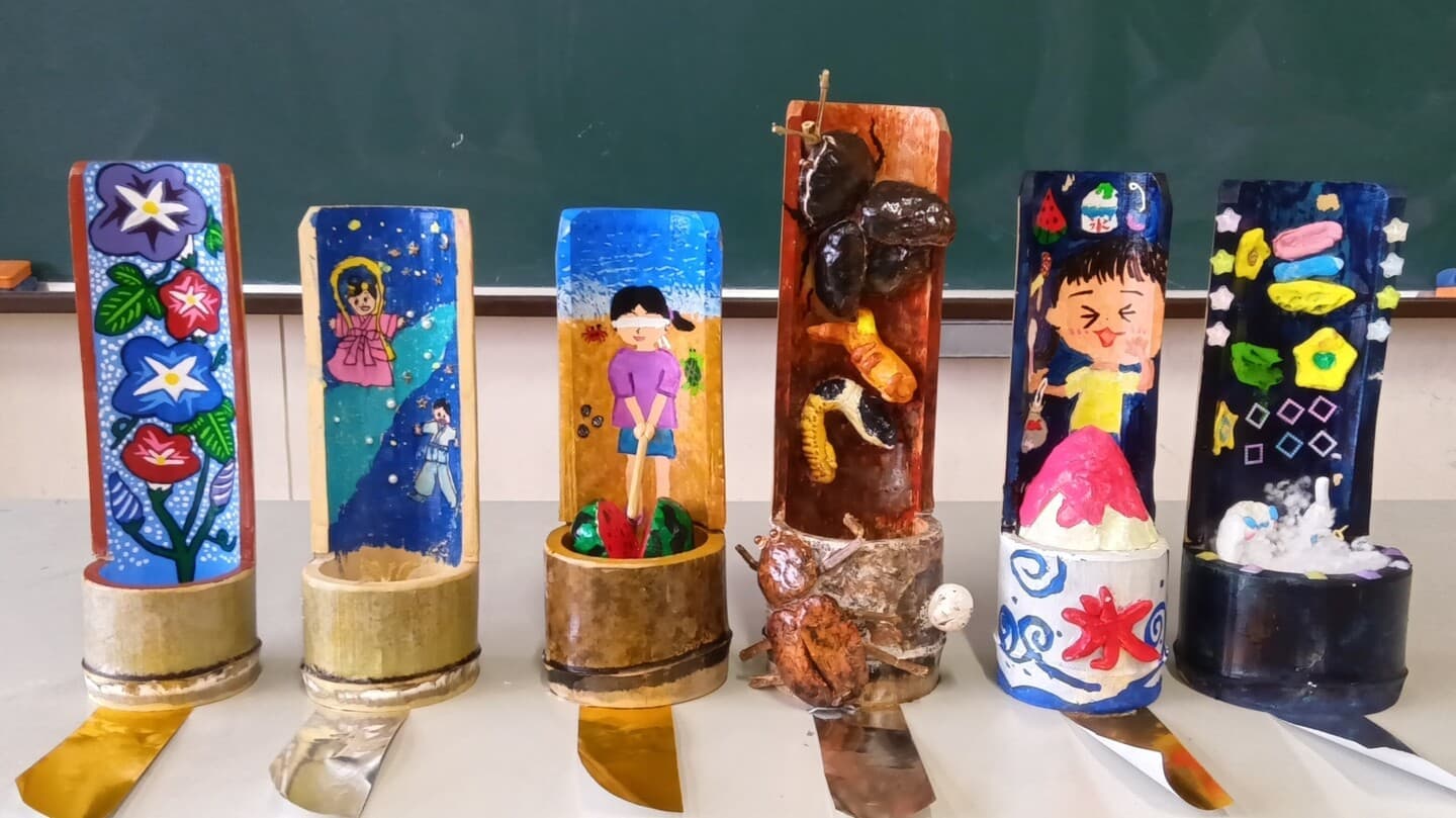 涼ヶ岡八幡神社　絵付け竹灯ろう